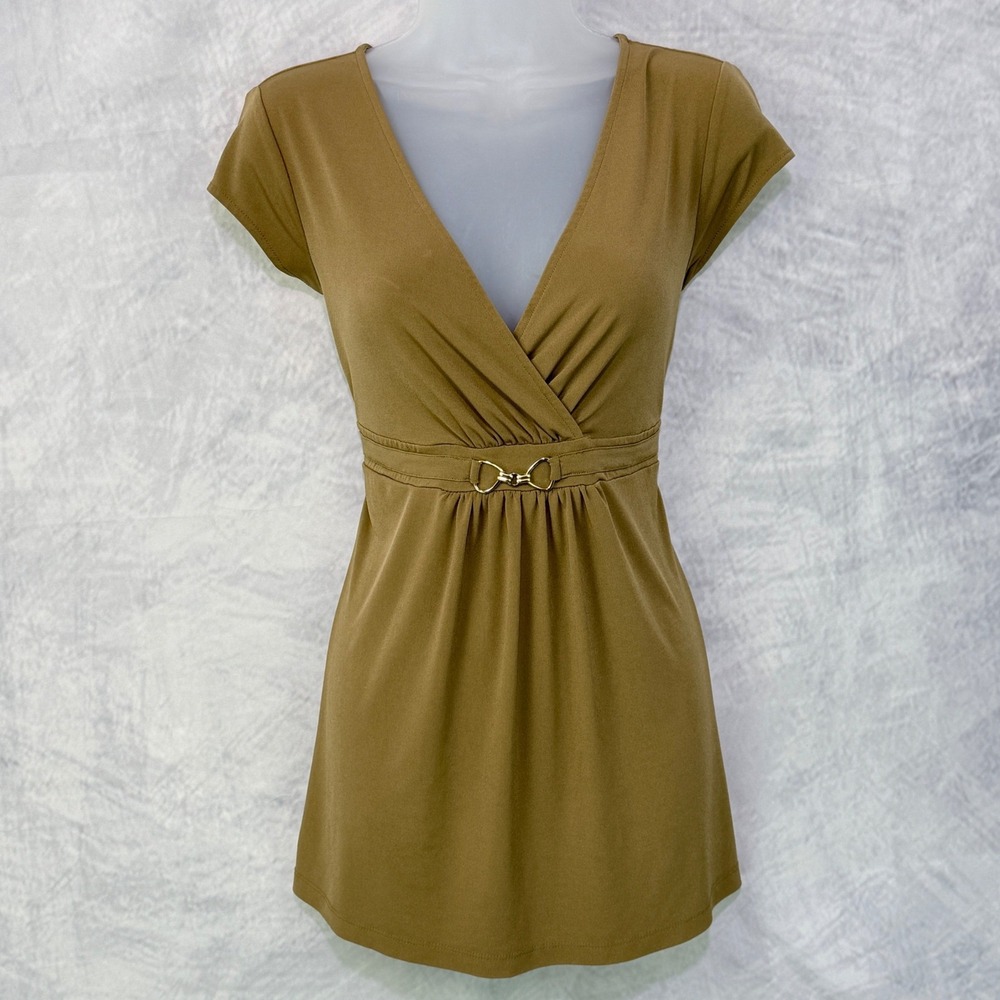 vtg y2k Surplice babydoll Top Womens sz L equestrian old‎ money academia office